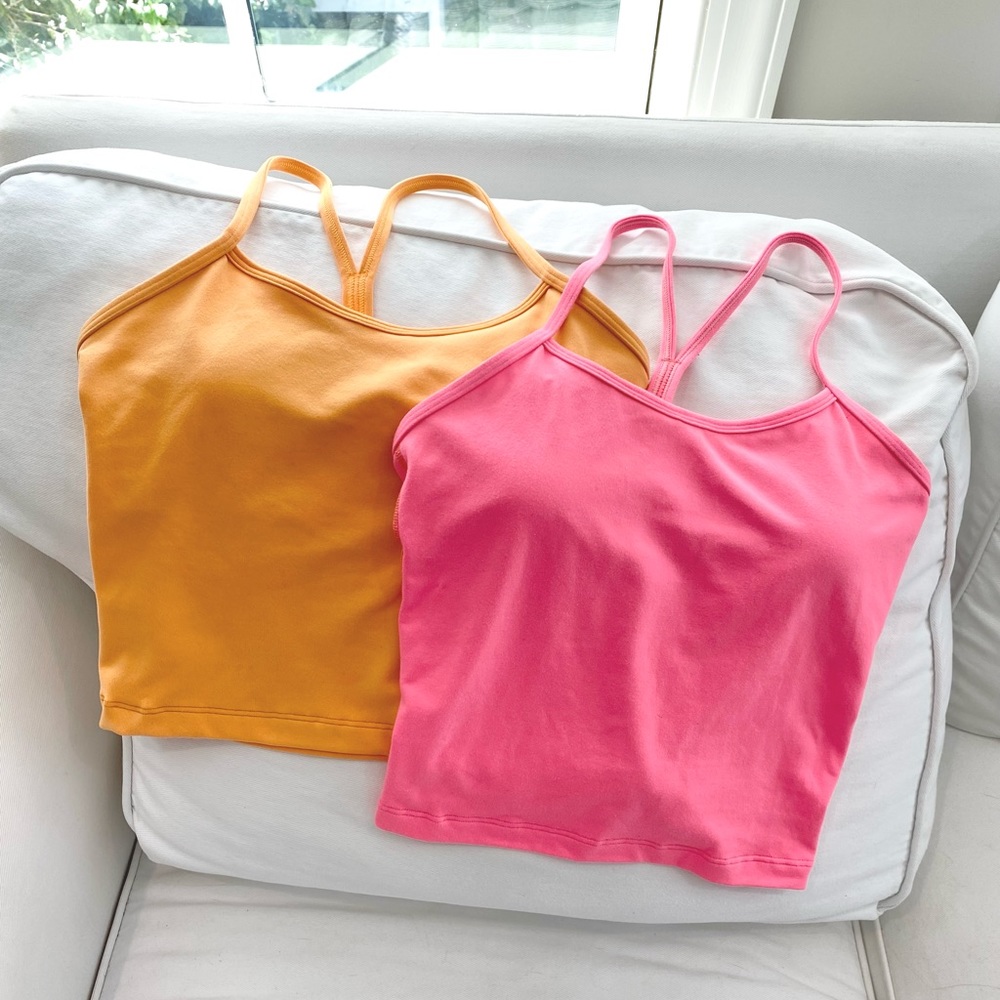 Lululemon Power Y Tank Cropped set of two with removable pads size 4